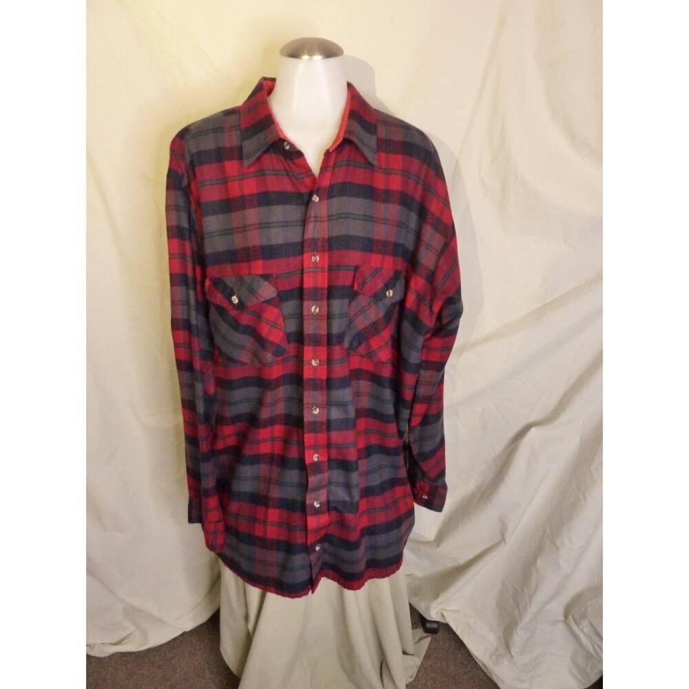 Van Heusen Men's Flannel Checked Shirt-2 Pocket-Black & Red-XL